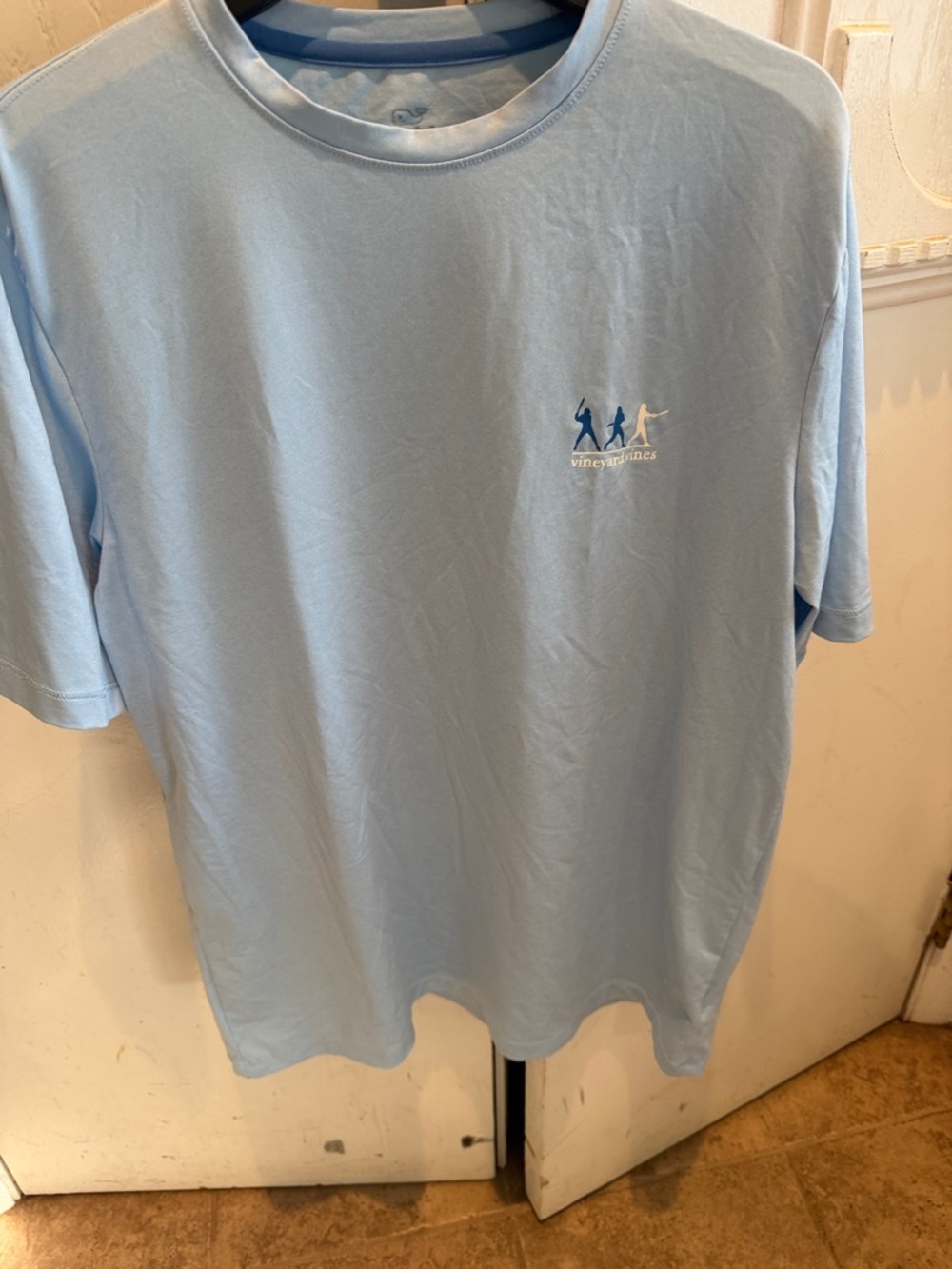 Vineyard Vines Pale Blue Short Sleeve Tee with Mini Whale Trio
